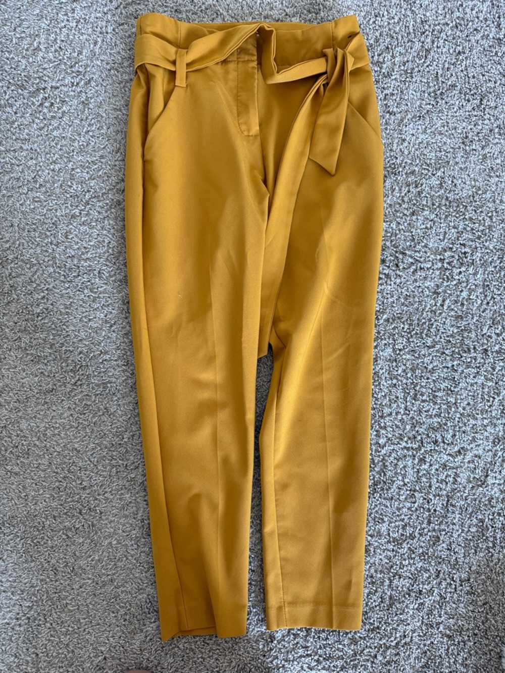 Mustard Tie-Waist Paperbag Trousers